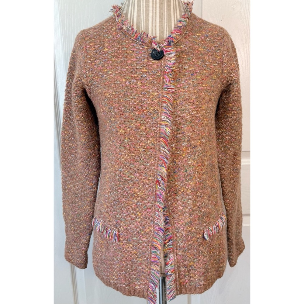 Gio & Gio Wool Mohair One Button Fringe Sweater Made in Italy Small